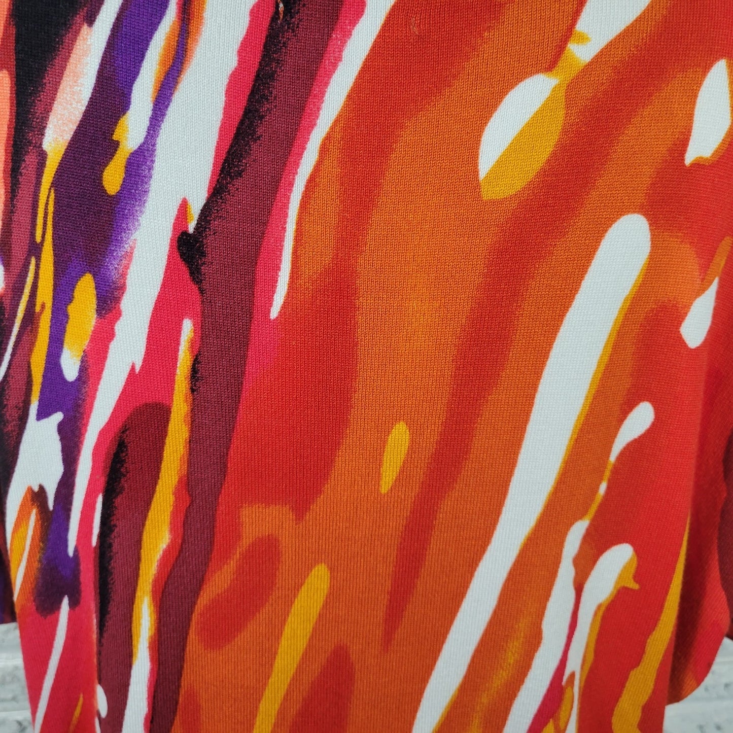 Joseph A Womens Top Extra Large XL Knit Short Sleeve Orange Red Watercolor Comfy