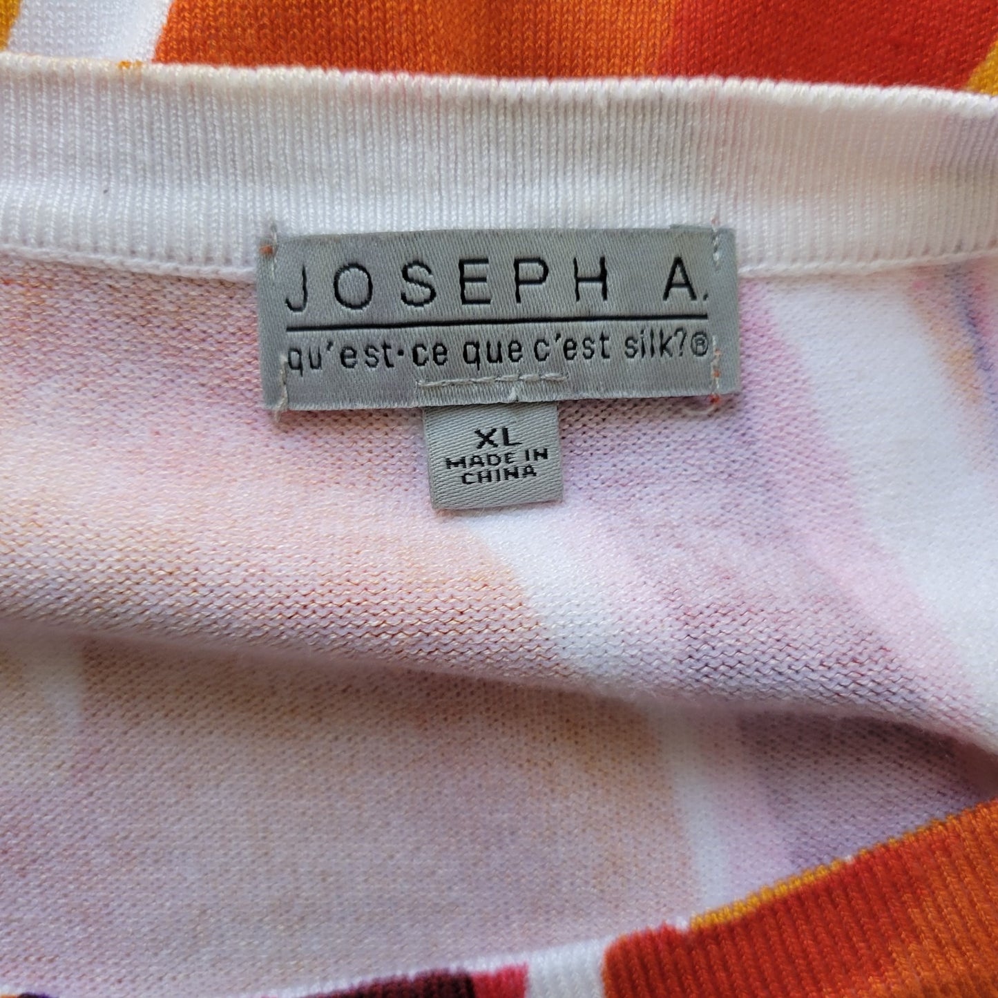 Joseph A Womens Top Extra Large XL Knit Short Sleeve Orange Red Watercolor Comfy