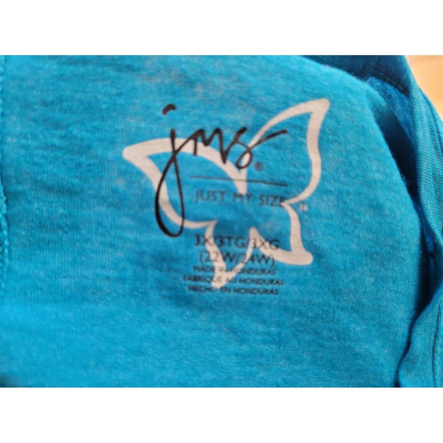 Just My Size Womens Shirt 3X Tee Long Sleeve Pullover VNeck Blue Cotton Blend