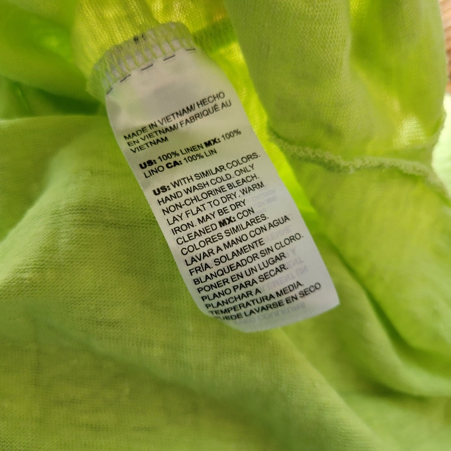 Chicos Women Top 3 Standard XL Fluorescent Green Linen Lightweight Travel Casual