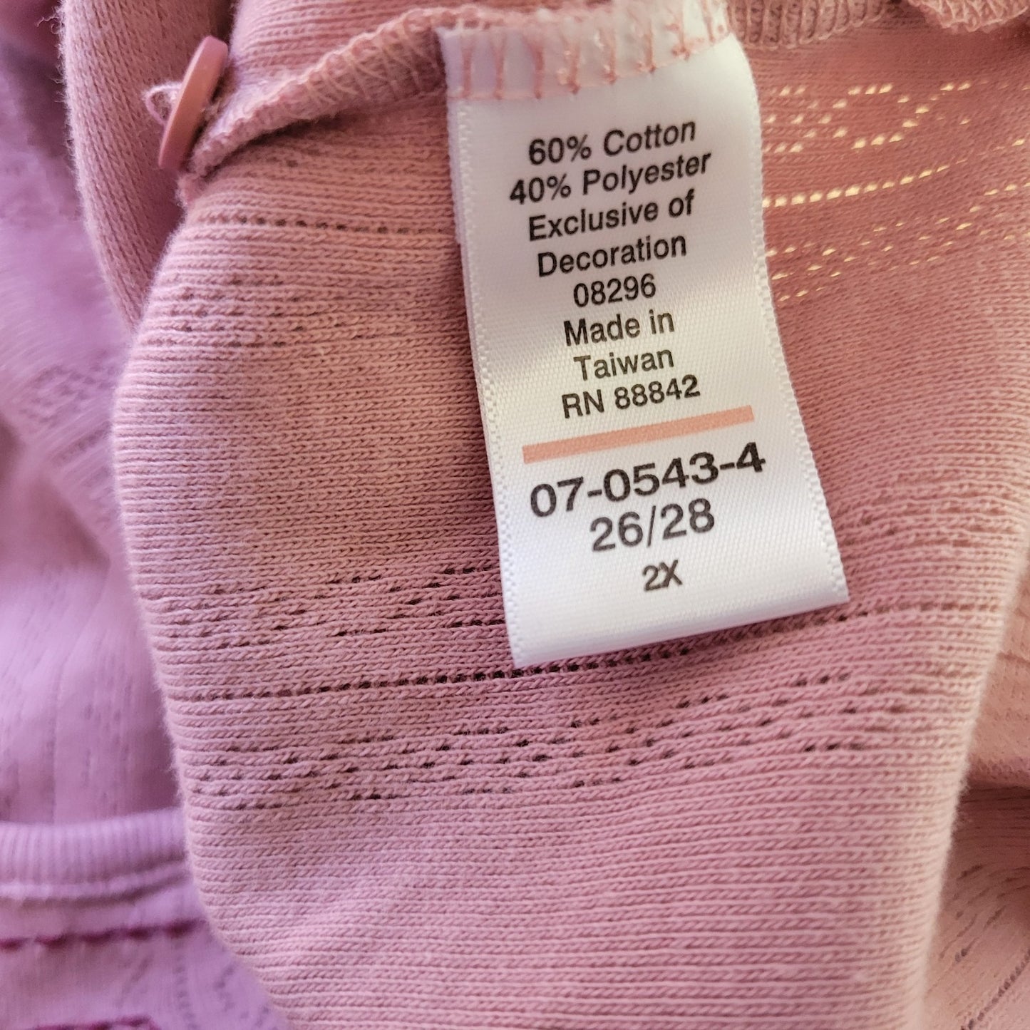 Woman Within Women Top 2X Plus Short Sleeve Pink Embroidered Eyelet Comfy Casual