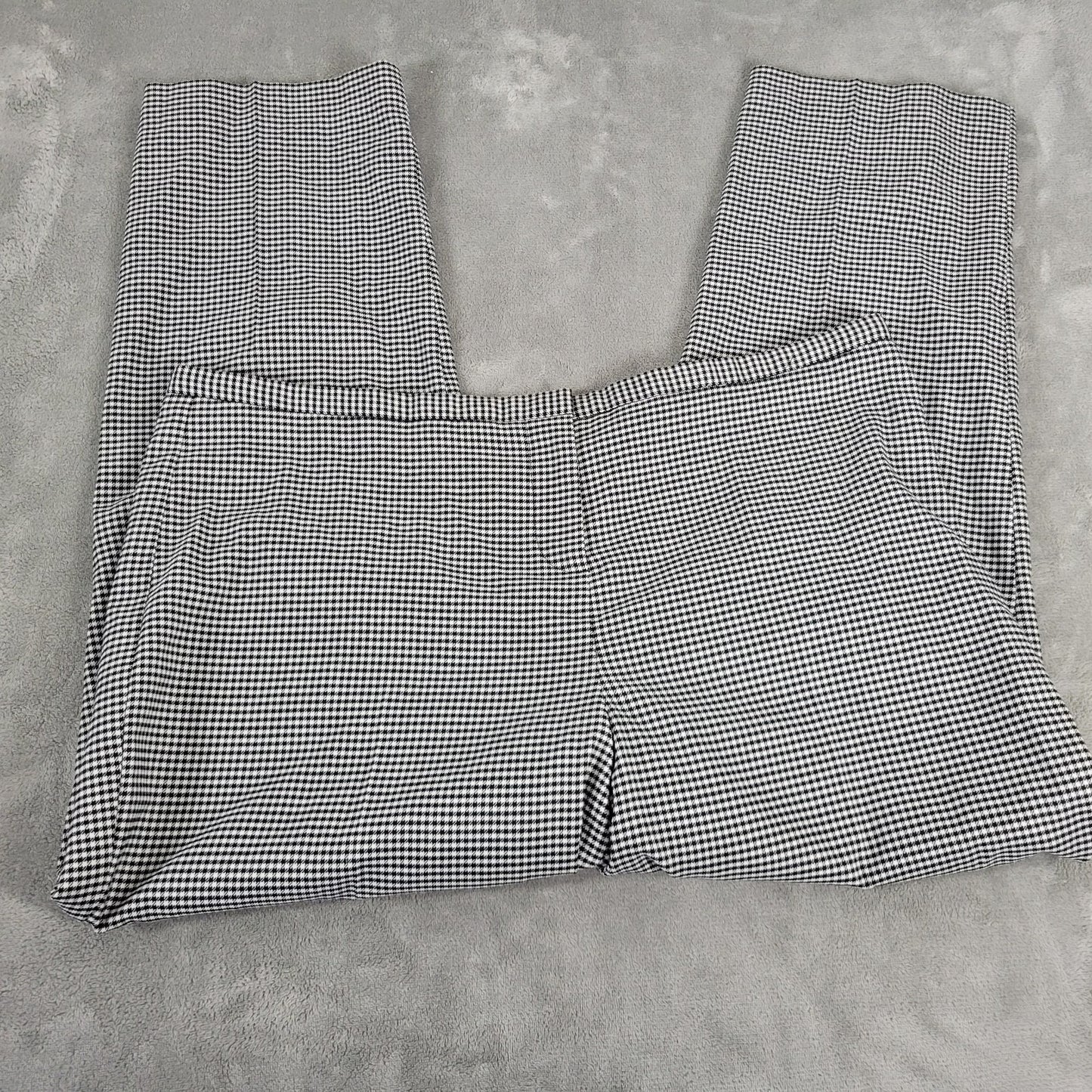 Lane Bryant Women Pants 20 Short 20P Plus Black Check Poly Blend Zip Fly Career