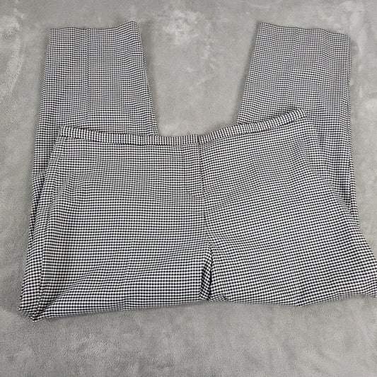 Lane Bryant Women Pants 20 Short 20P Plus Black Check Poly Blend Zip Fly Career