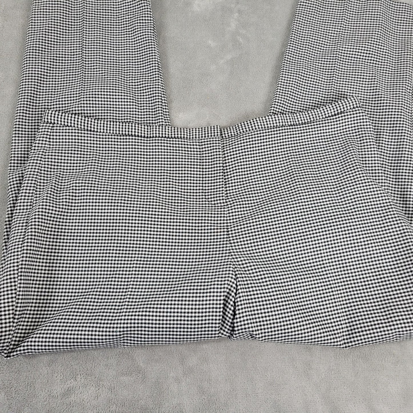 Lane Bryant Women Pants 20 Short 20P Plus Black Check Poly Blend Zip Fly Career