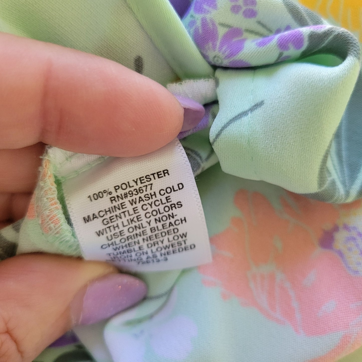 Liz Claiborne Womens Top XL Flared Sleeve Green Pink Floral Back Keyhole Sash