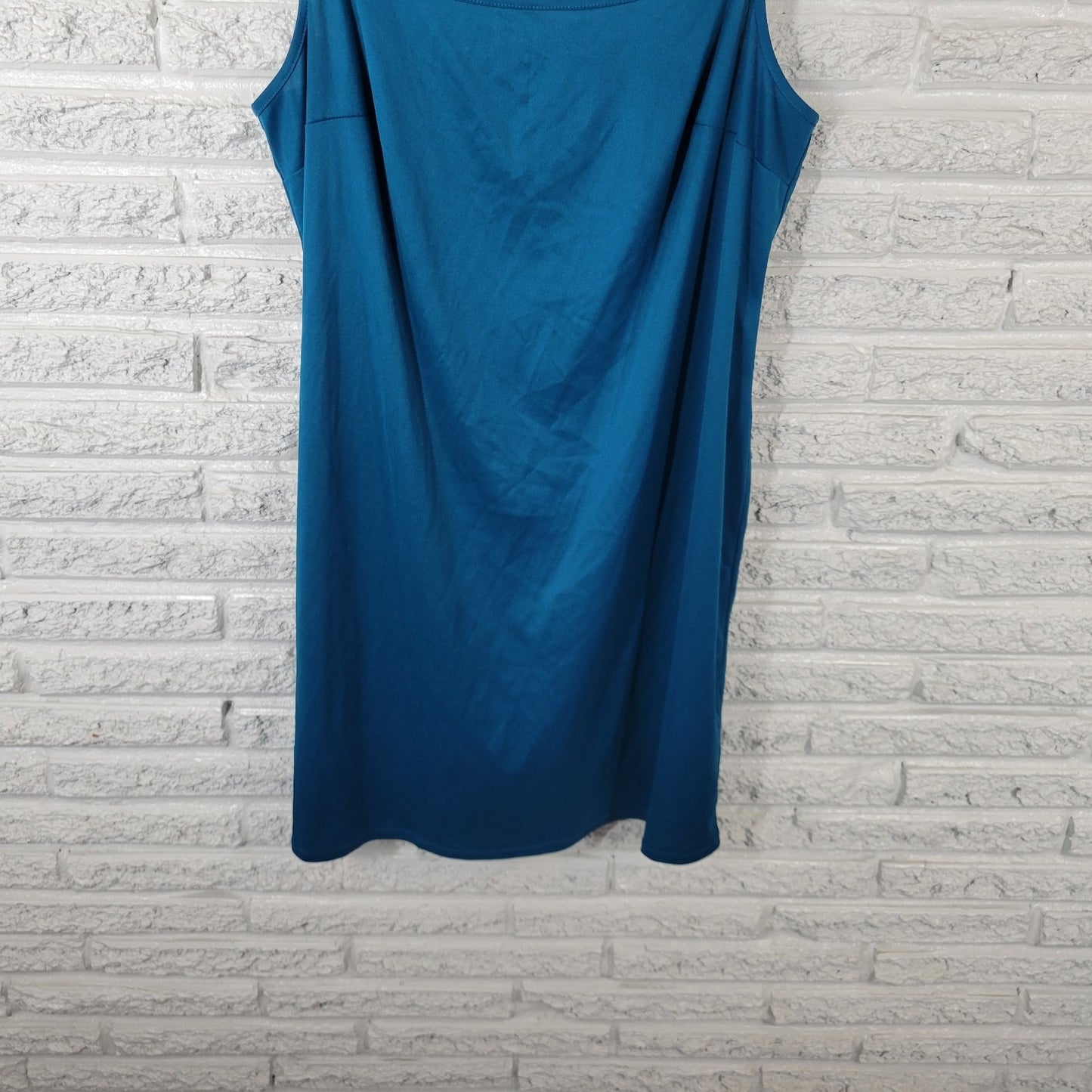 AGB Dresses Womens Dress 18W Plus Slip Blue Spaghetti Strap Semi Sheer Polyester