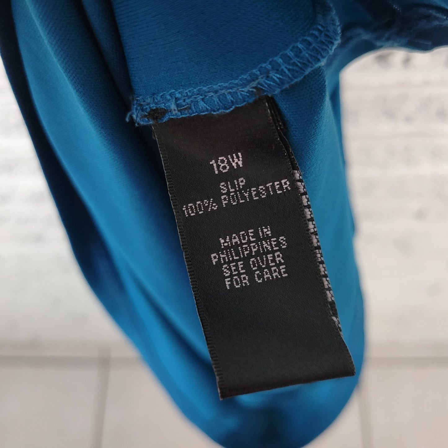 AGB Dresses Womens Dress 18W Plus Slip Blue Spaghetti Strap Semi Sheer Polyester