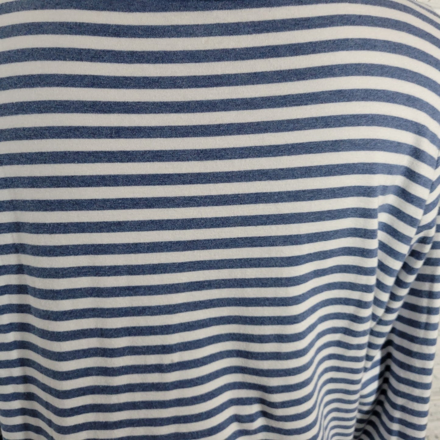 Croft Barrow Womens Top XXL Plus Tee 3/4 Sleeve Blue Stripe Deco Buttons Cotton