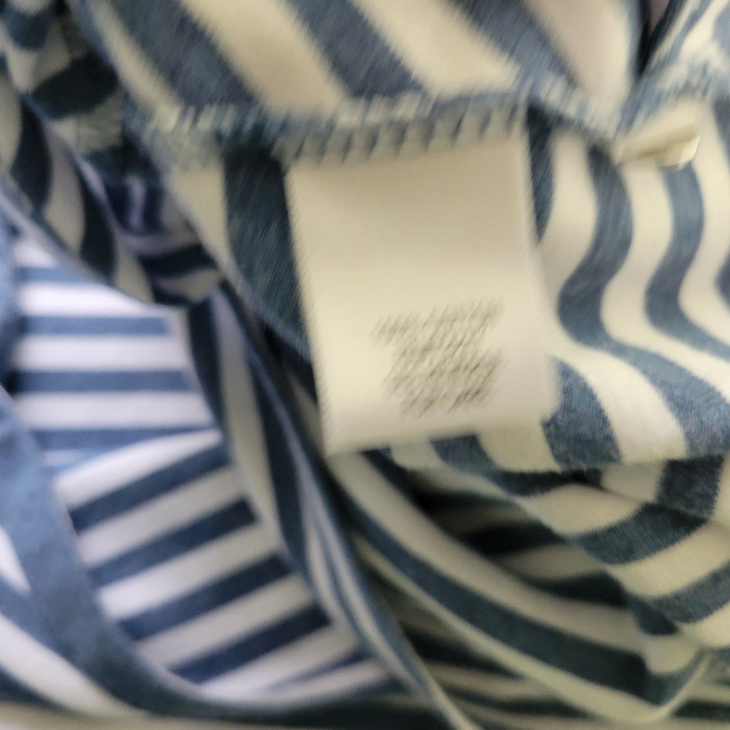 Croft Barrow Womens Top XXL Plus Tee 3/4 Sleeve Blue Stripe Deco Buttons Cotton