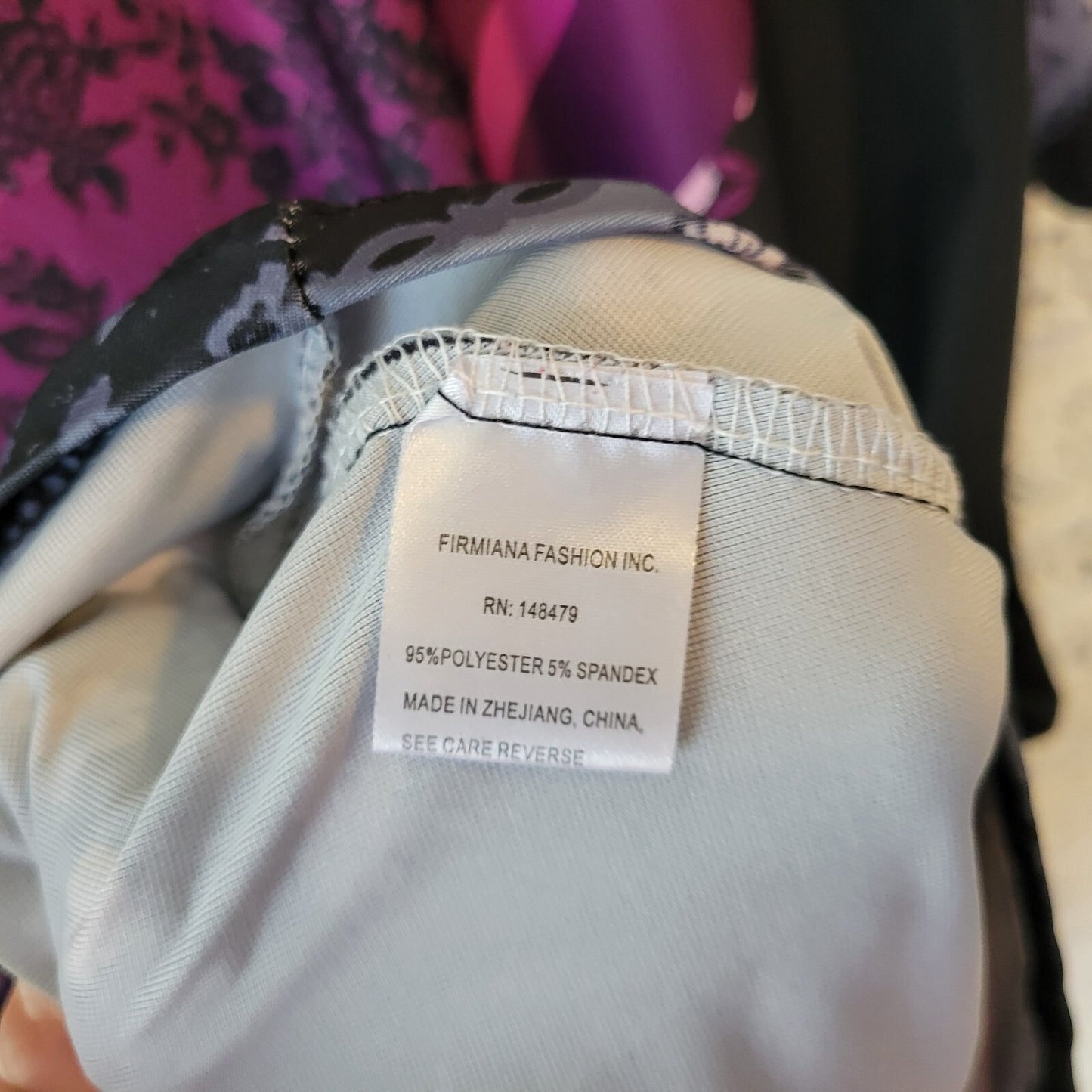 Lily Firmiana Womens Dress 1XL Plus Mini Purple Black Floral Poly Blend Casual