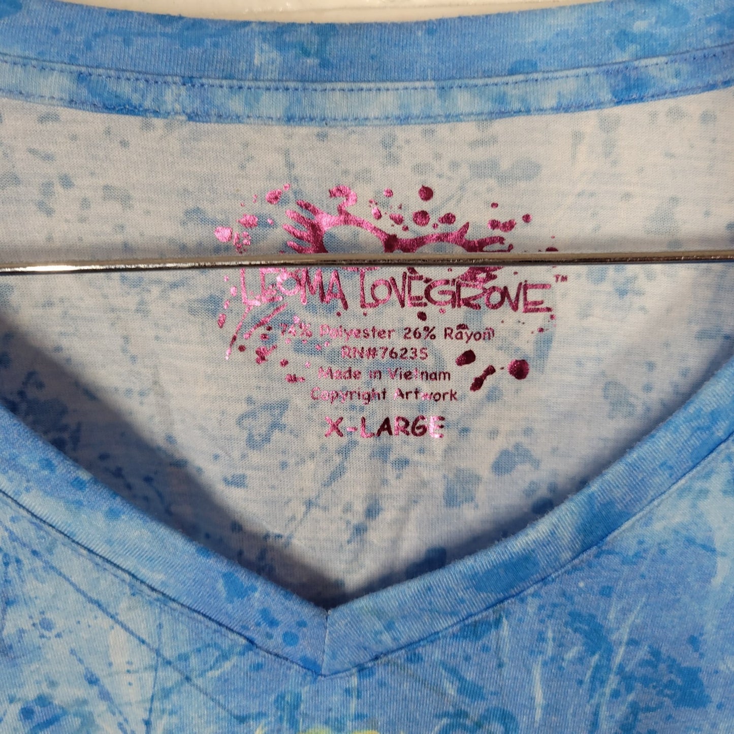 Leoma Lovegrove Womens Top XL Tee 3/4 Sleeve Mermaids Blue Side Ties Artsy Comfy