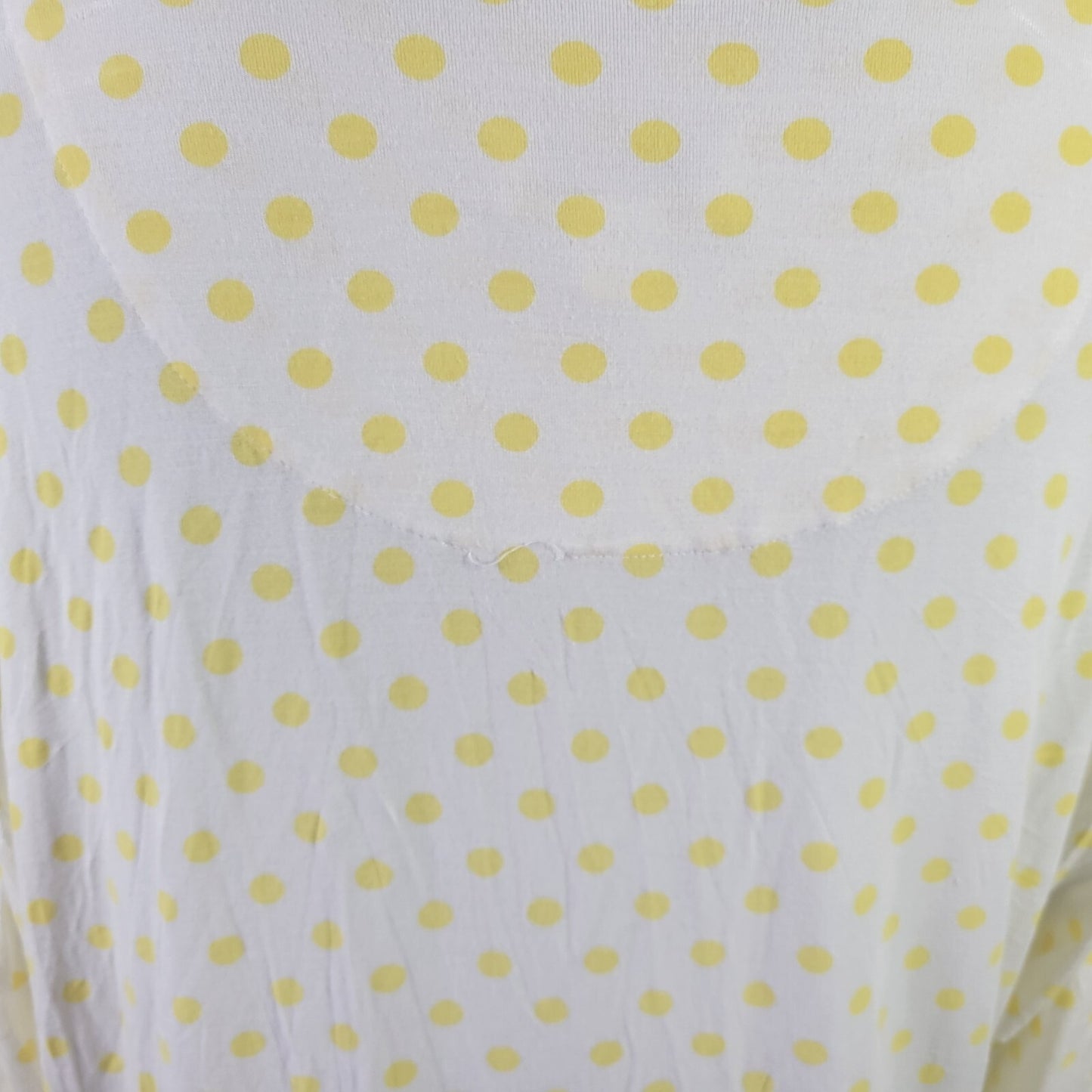 Denim & Co. Women's 1X Plus Yellow Polka Dot Tunic Top Long Sleeve Round Neck