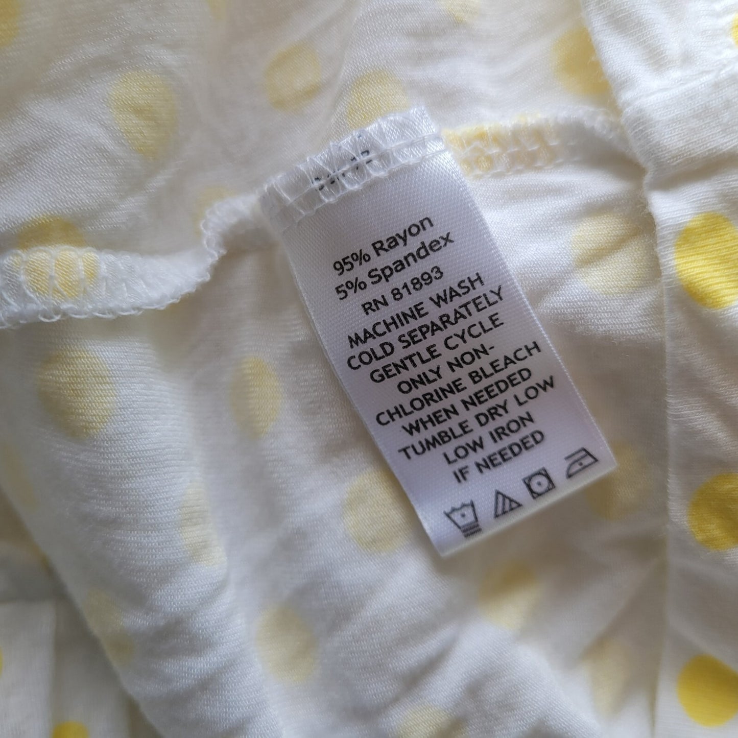 Denim & Co. Women's 1X Plus Yellow Polka Dot Tunic Top Long Sleeve Round Neck