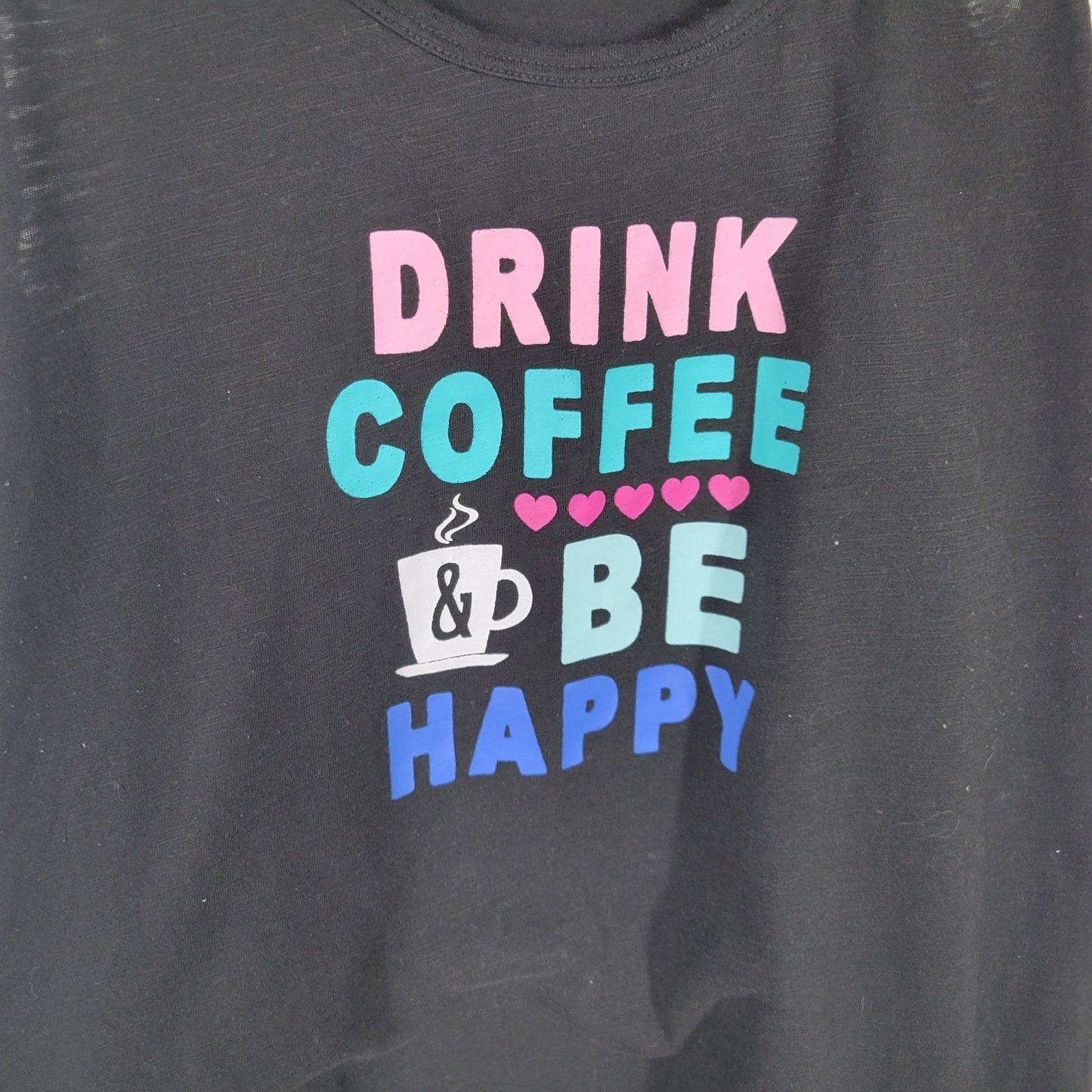 Secret Treasures Womens Pajama Top Black Racerback Drink Coffee Be Happy Comfy
