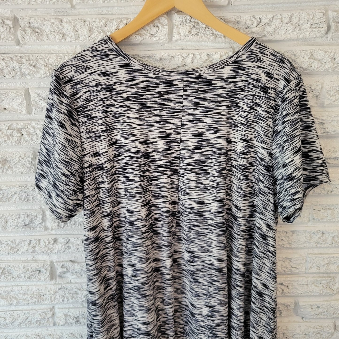 Lularoe Women Dress 2XL Plus Short Sleeve Blue Black Heather Pocket Poly Blend