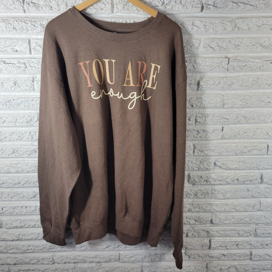 Love in Faith Womens Sweatshirt 3X Plus Oversized Brown You Are Enough Comfy