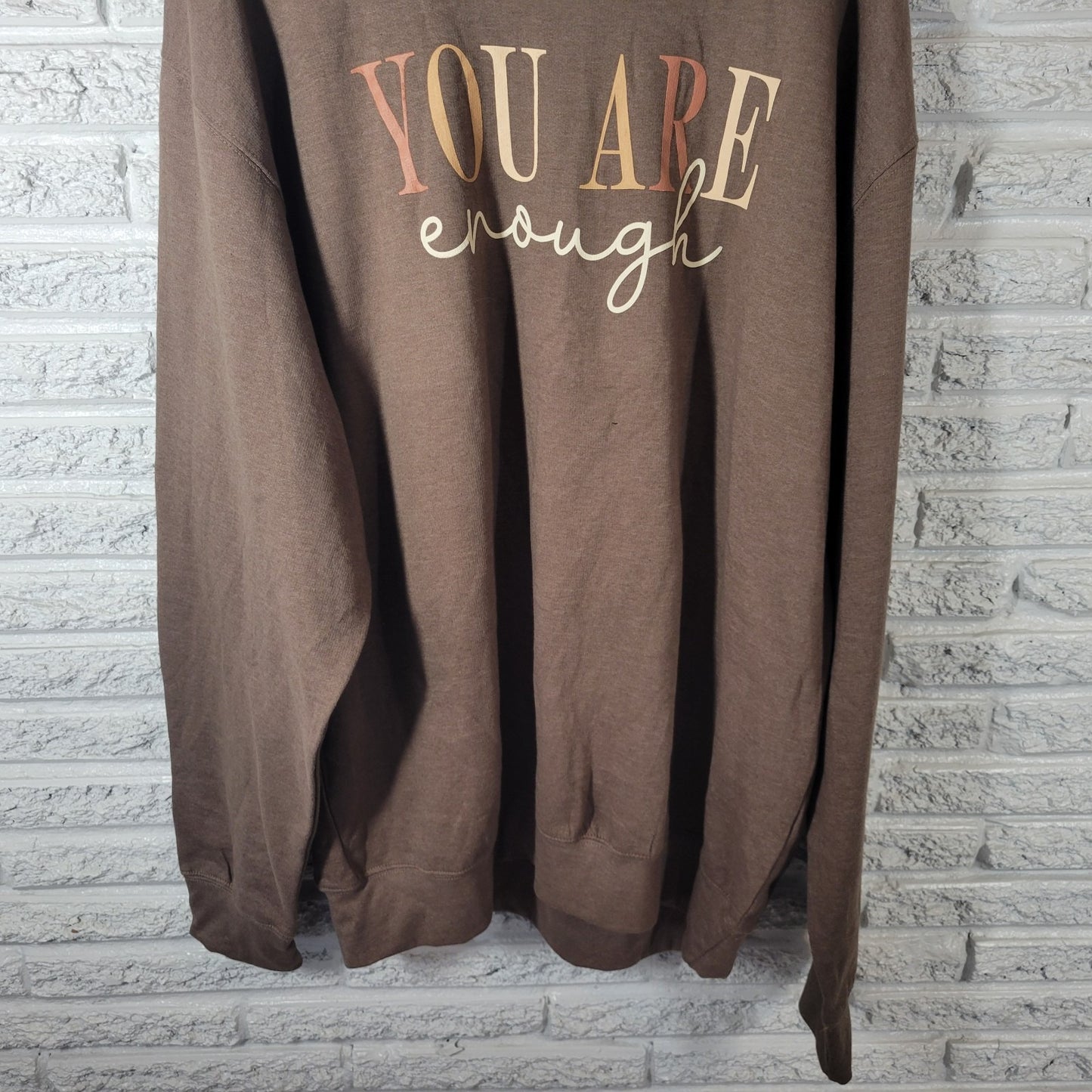 Love in Faith Womens Sweatshirt 3X Plus Oversized Brown You Are Enough Comfy