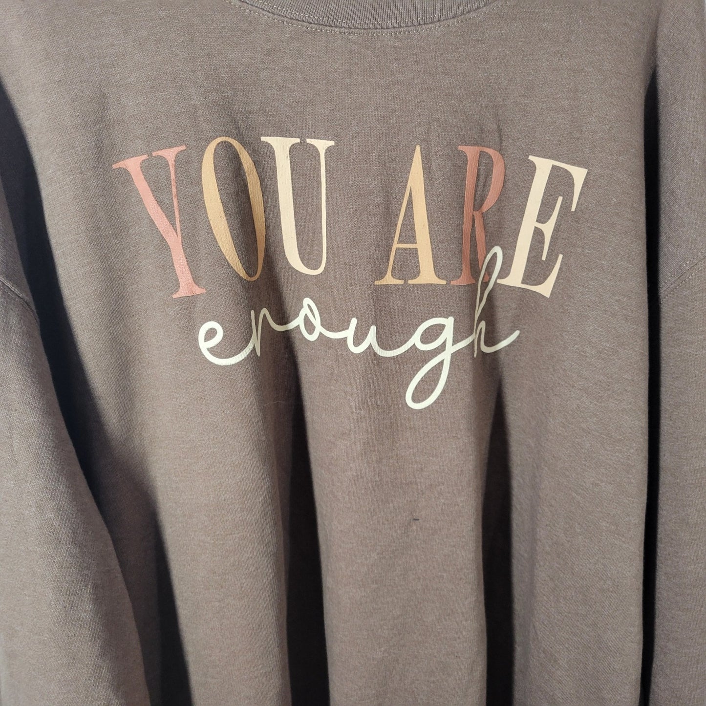 Love in Faith Womens Sweatshirt 3X Plus Oversized Brown You Are Enough Comfy