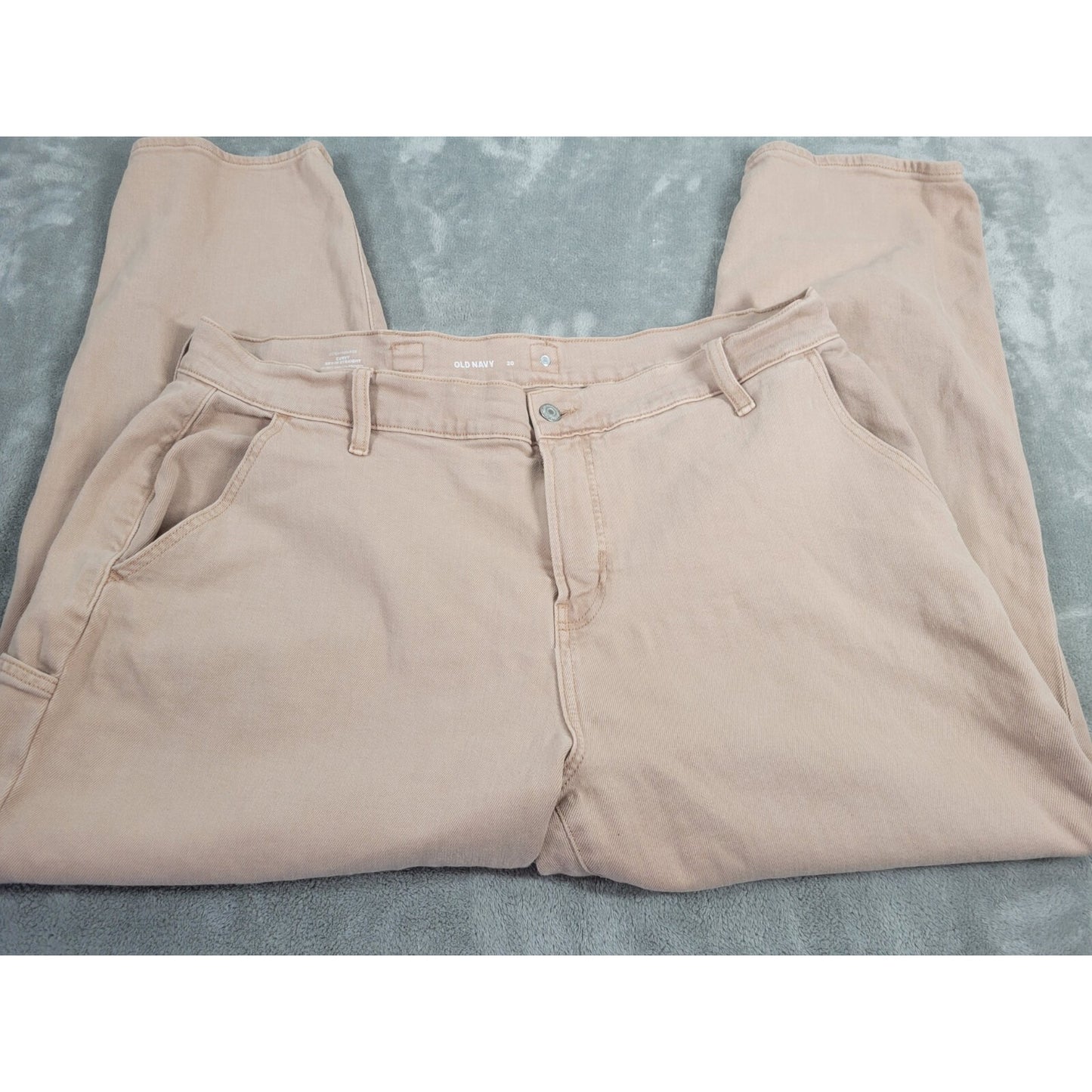 Old Navy Women Jeans 20 Plus Crop Straight Leg Beige Denim Zip Fly Comfort Waist