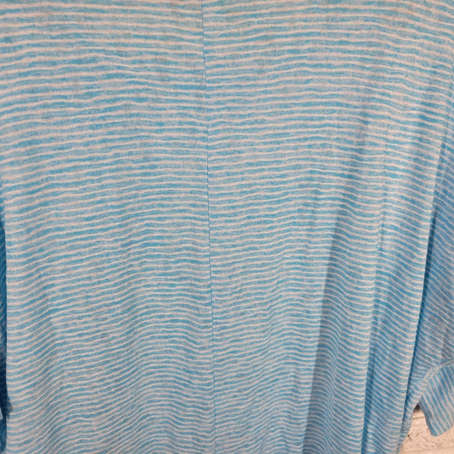 Lane Bryant Womens Plus 22 24 Blue Striped Tunic Top 3/4 Sleeve Knit Pullover