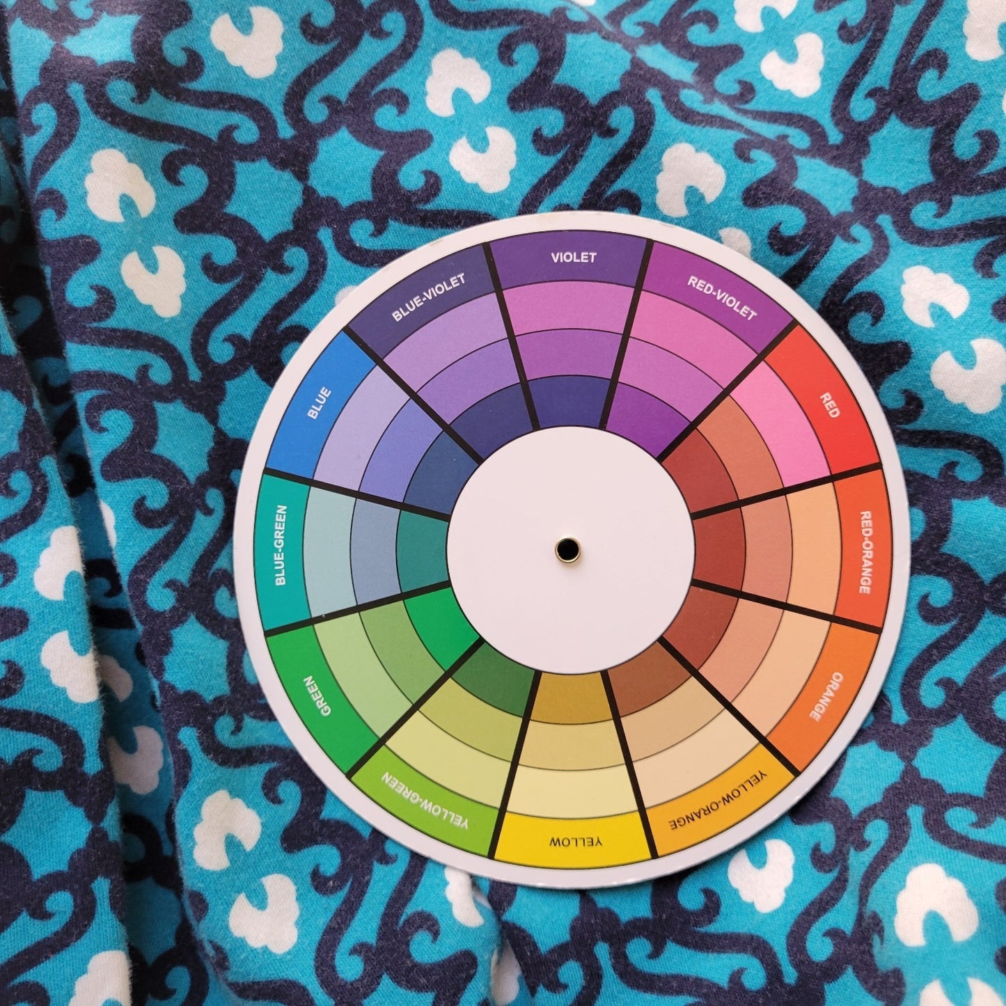 Kim Rogers Womens Top 2X Plus 3/4 Sleeve Blue Geometric Knit Cotton Casual Comfy