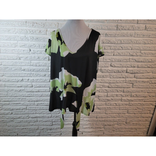 Lily Firmiana Womens Top 2XL Plus Sleeveless Green Abstract Tie Poly Blend
