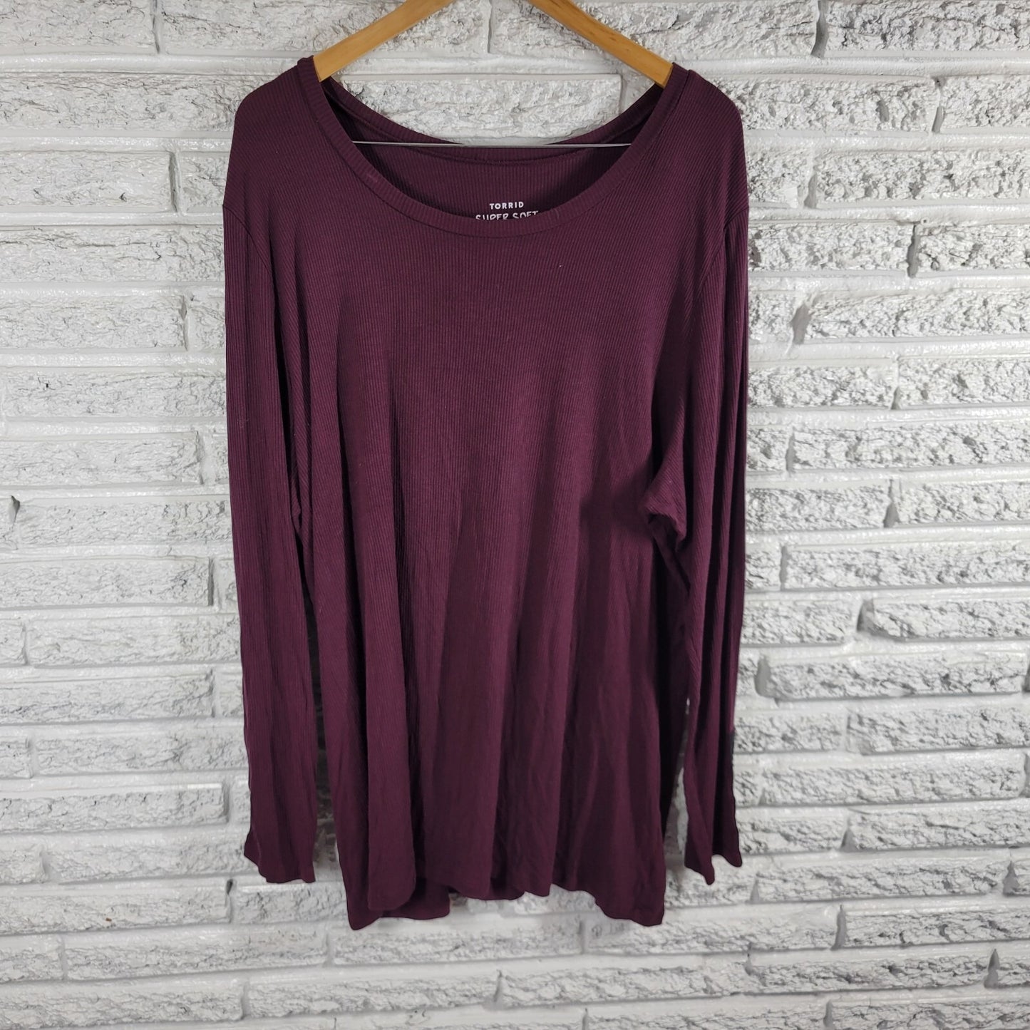 Torrid Super Soft Knits Womens Top 4 4X Plus Lace Up Sleeve Purple Lightweight