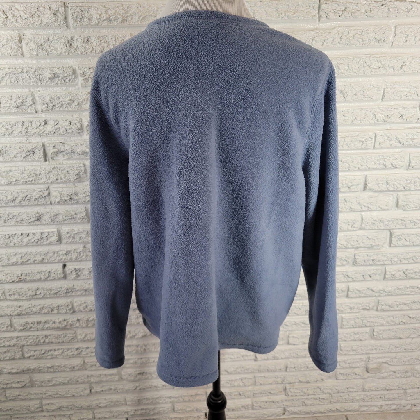 Croft & Barrow Womens Plus 1X Fleece Full Zip Jacket Blue Floral Embroidered Top