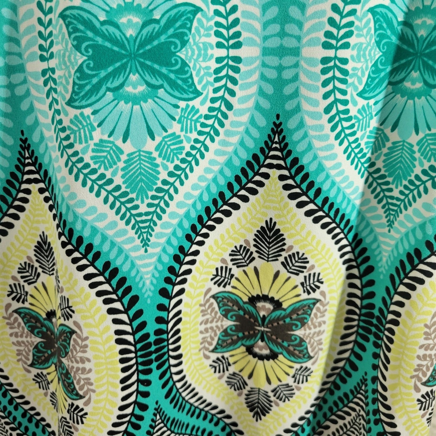 JM Collection Womens Top XL 3/4 Sleeve Blue Black Geometric Rhinestones Casual