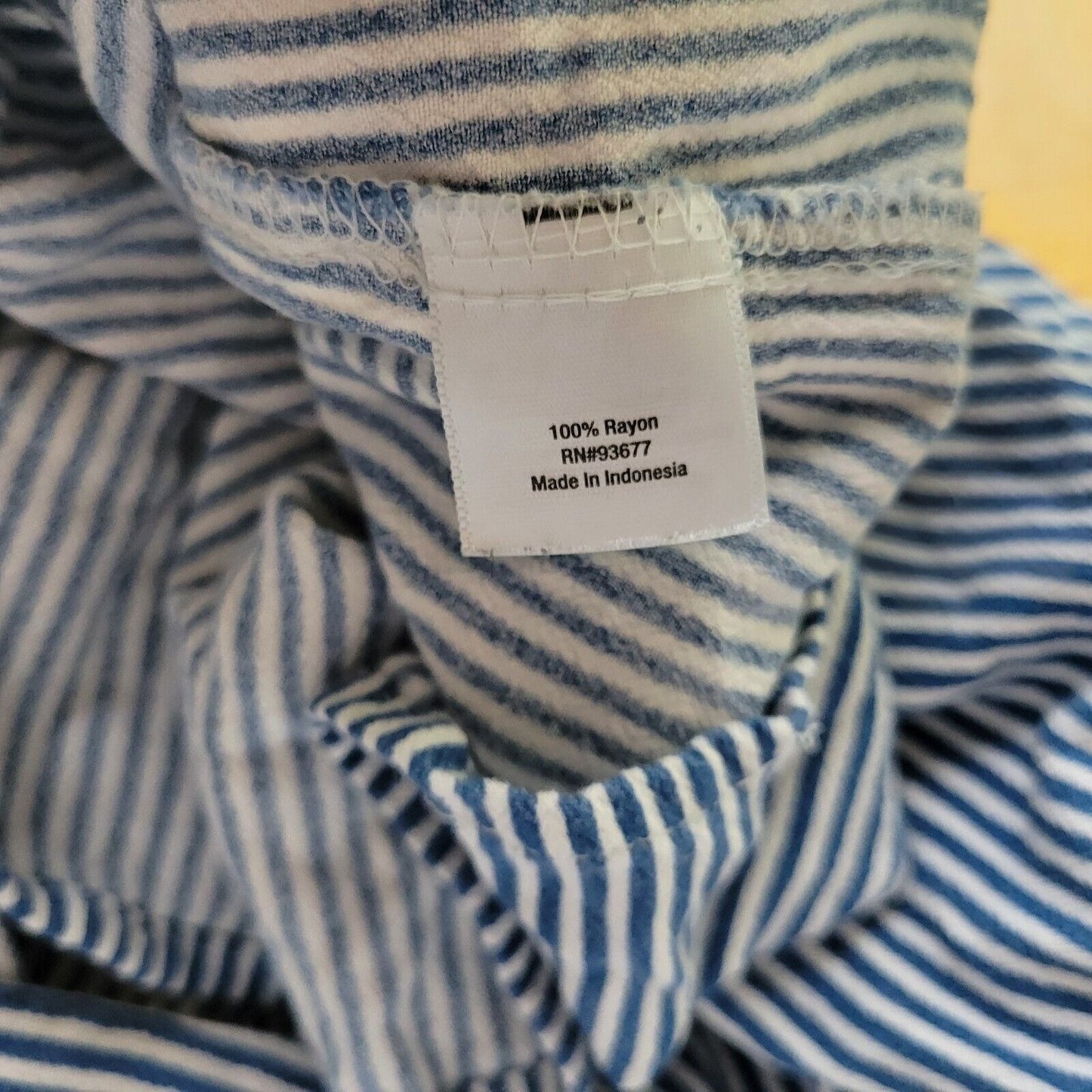 St Johns Bay Womens Top 0X Plus 3/4 Sleeve Blue Stripe Lightweight Rayon Casual