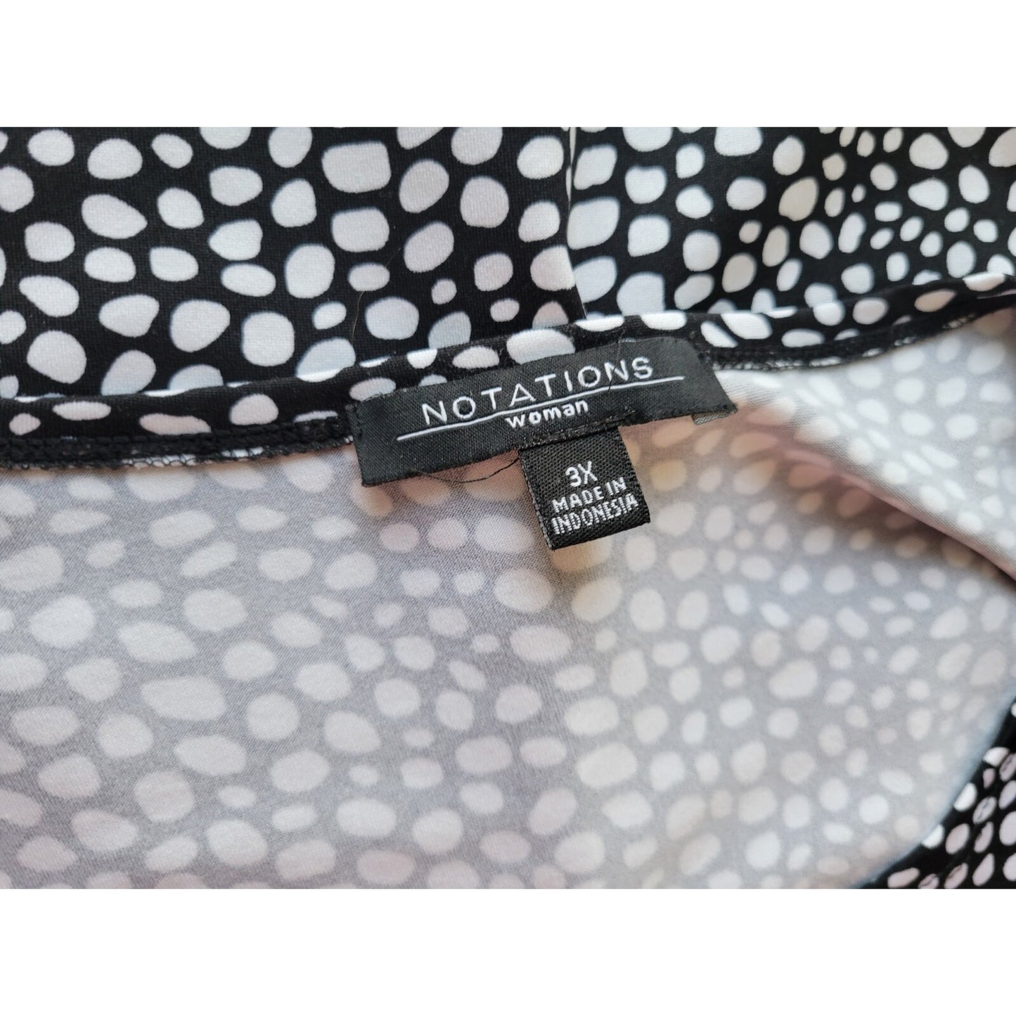 Notations Womens Top 3X Plus Tee Black Animal Print Poly Blend Career Comfy