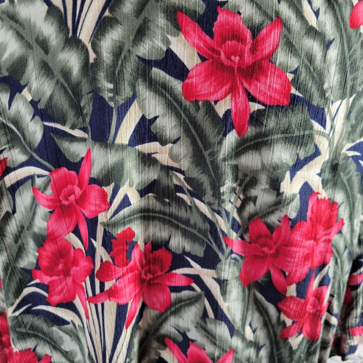 Dress Barn Womens Top 22 24 Plus Short Sleeve Button Up Red Green Floral Rayon