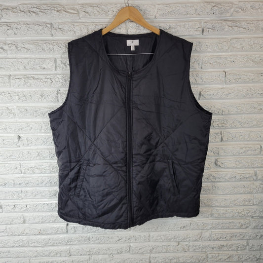 Socialite Womens Top Plus 1X 2X Plus Vest Puffer Black Full Zip Pockets Outdoor