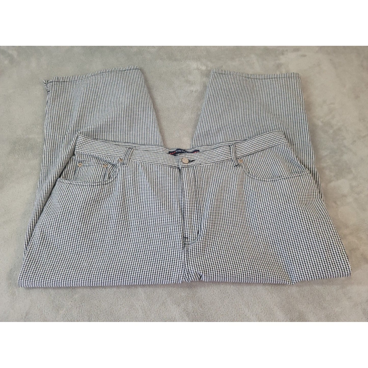 Bill Blass Women Jeans 22W Plus Capri Black Houndstooth Easy Fit Zip Fly Cotton