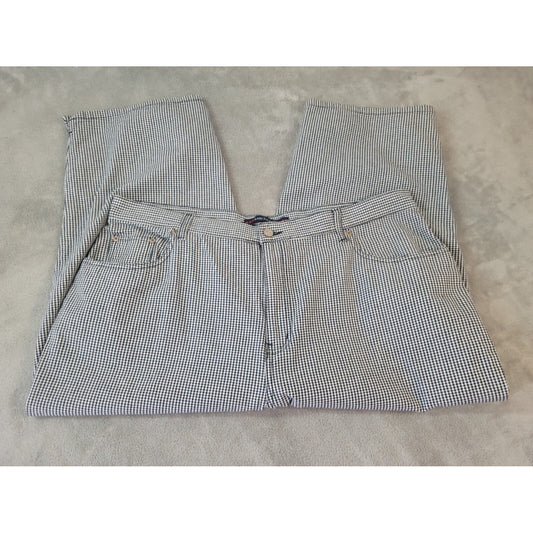 Bill Blass Women Jeans 22W Plus Capri Black Houndstooth Easy Fit Zip Fly Cotton