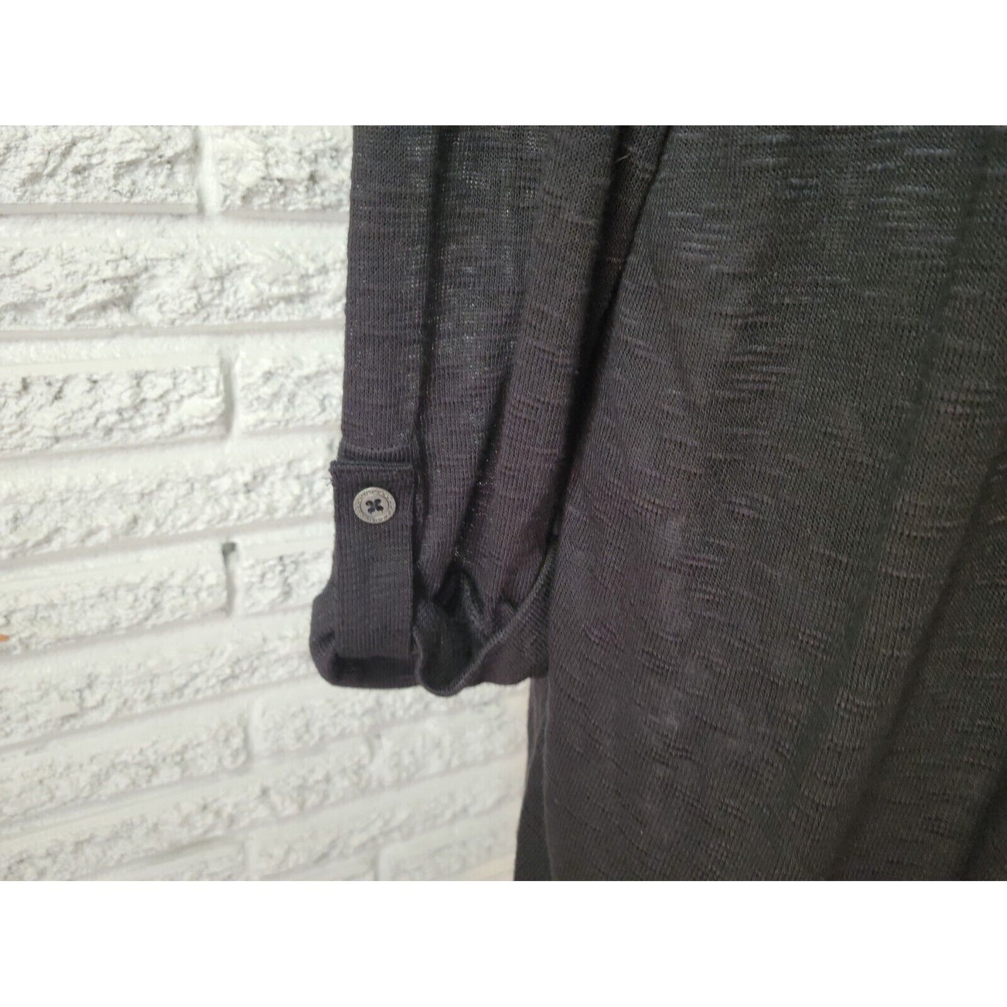 Terra Sky Women Top 2X Pullover Roll Tab Sleeve Black Tie Dye Asymmetric Casual