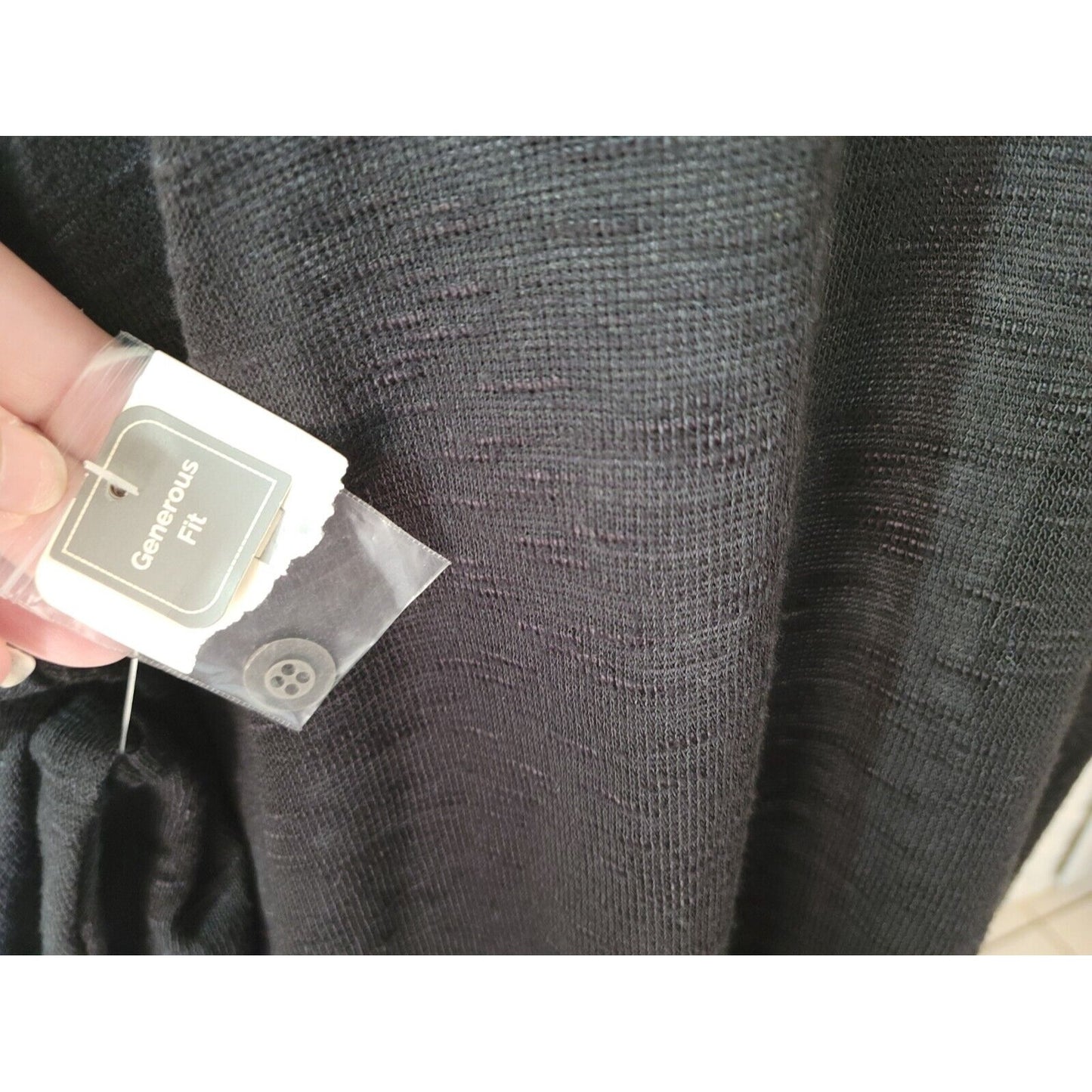 Terra Sky Women Top 2X Pullover Roll Tab Sleeve Black Tie Dye Asymmetric Casual