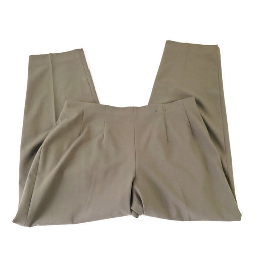 Avenue Womens Pants 16 Average Straight Leg Side Zip Pleated Green Office Casual