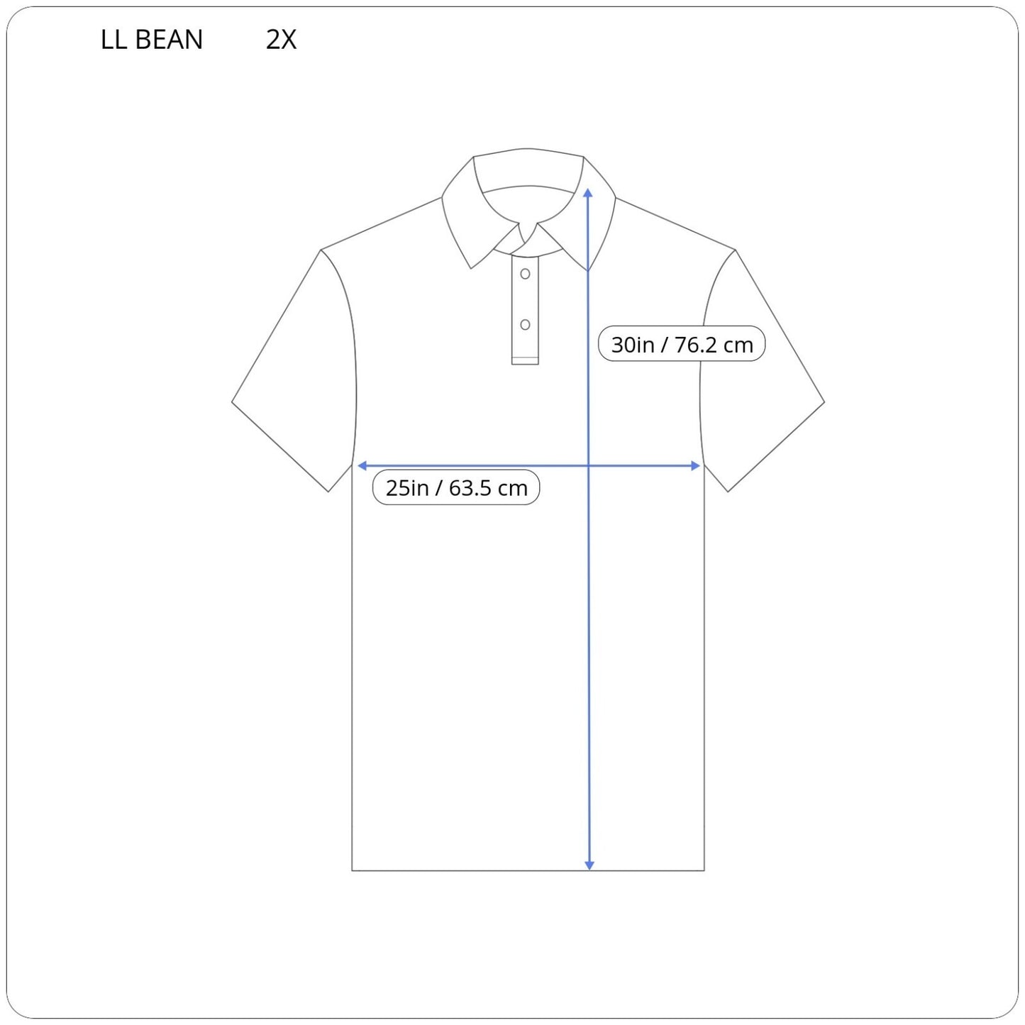 LL  Bean Womens Top 2X Plus Polo Relaxed Fit Short Sleeve Blue Casual Cotton