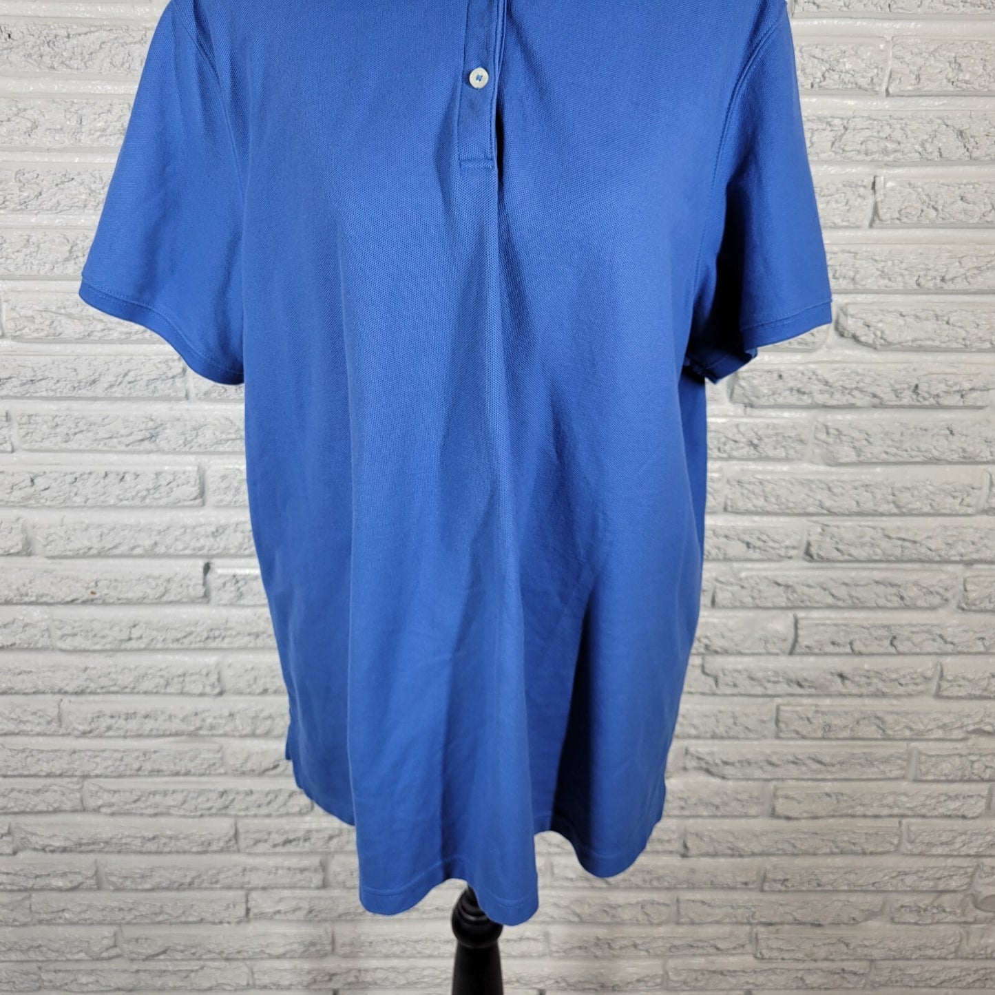 LL  Bean Womens Top 2X Plus Polo Relaxed Fit Short Sleeve Blue Casual Cotton