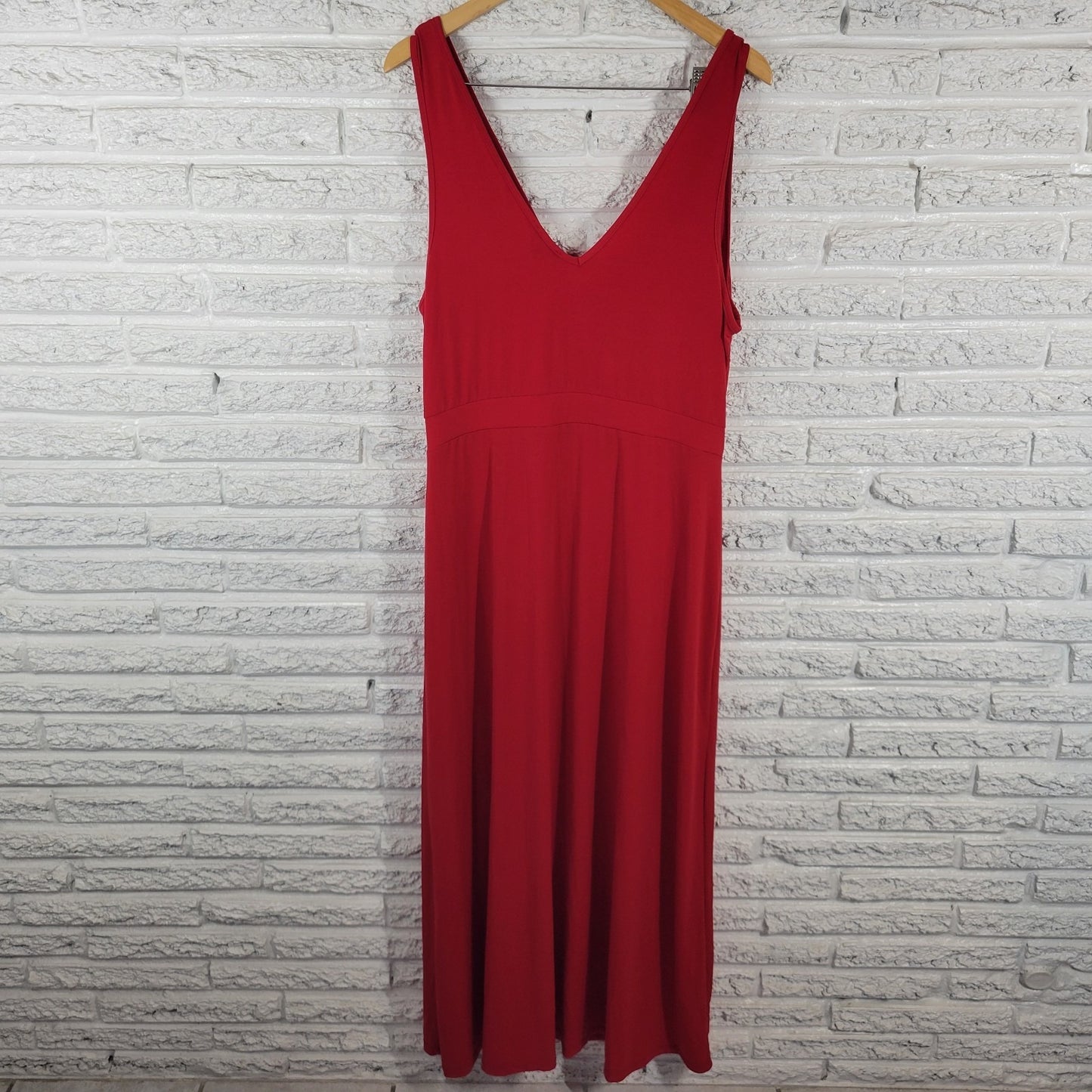 Curvy Sense Womens Dress 3X Plus Sleeveless Maxi Red Sheath Side Slit Poly Blend