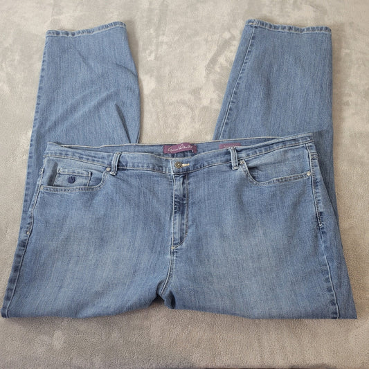 Glorai Vanderbilt Amanda Women Jeans 24W Plus Straight Leg Medium Blue Denim Zip