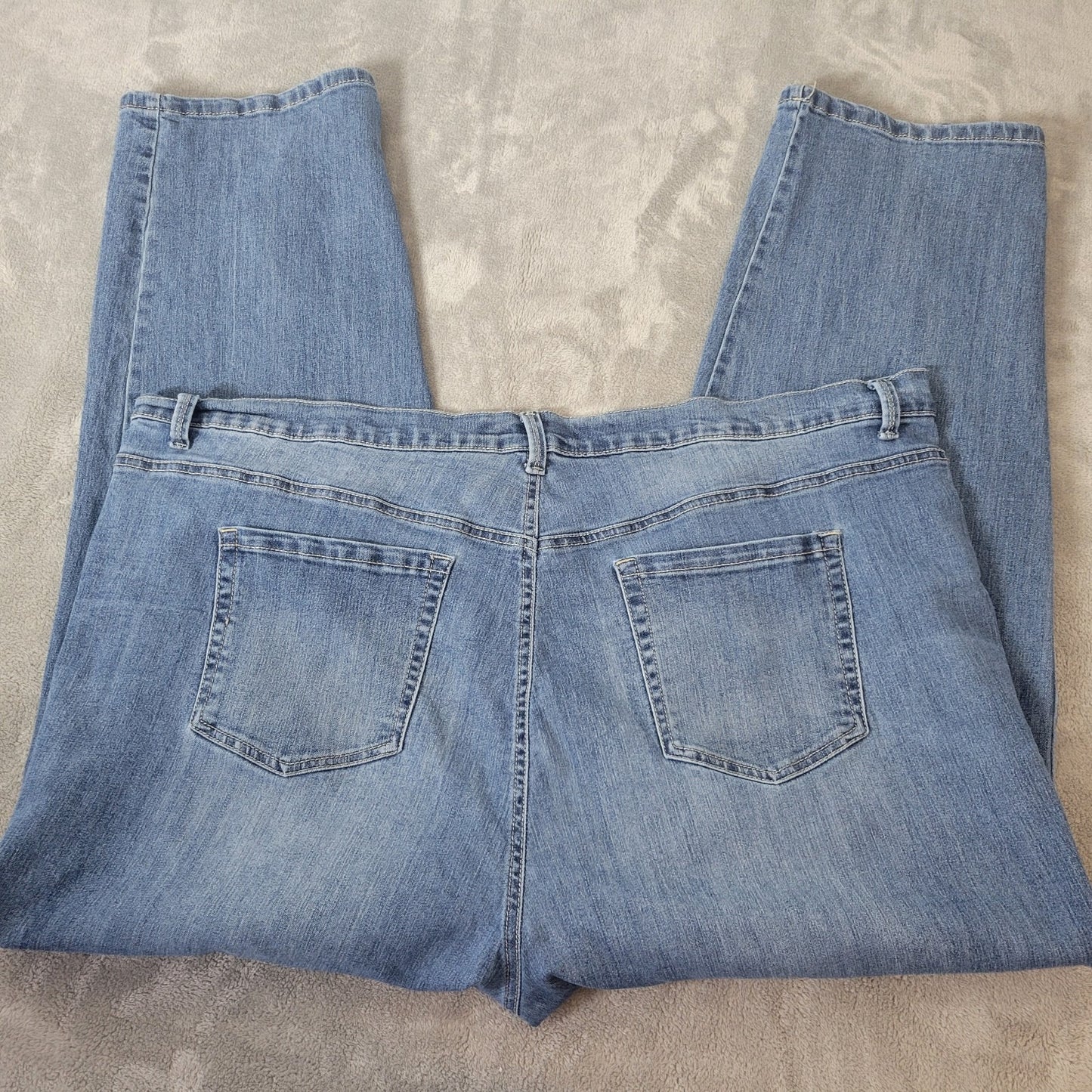 Glorai Vanderbilt Amanda Women Jeans 24W Plus Straight Leg Medium Blue Denim Zip