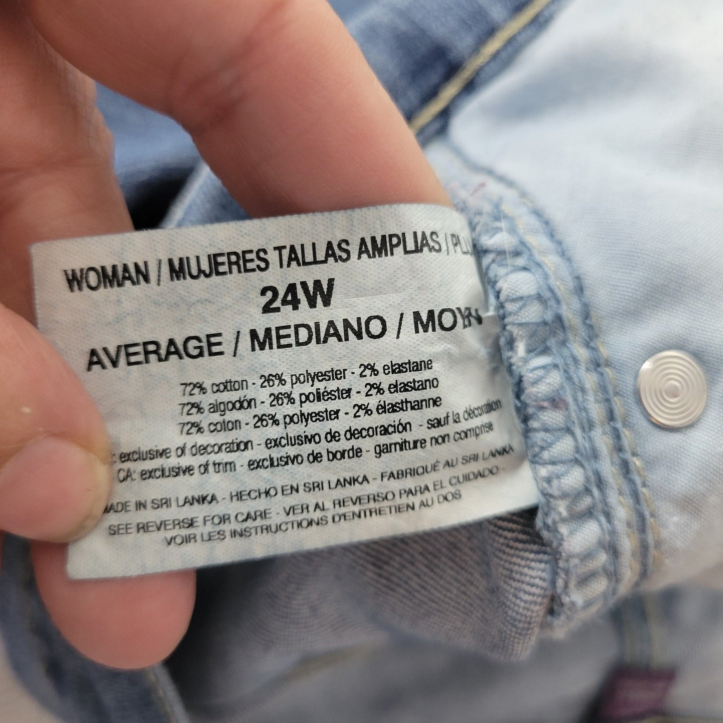 Glorai Vanderbilt Amanda Women Jeans 24W Plus Straight Leg Medium Blue Denim Zip