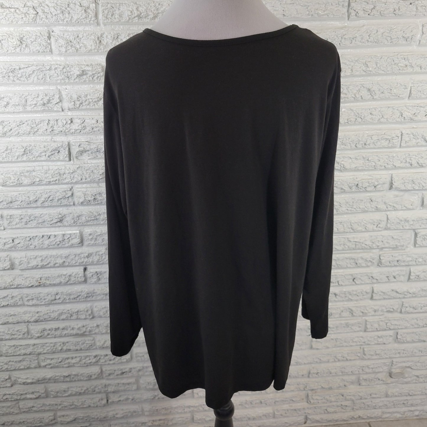 Shein Curve 2XL Plus Black Animal Print Top Long Sleeve Tee Jersey BLA99E