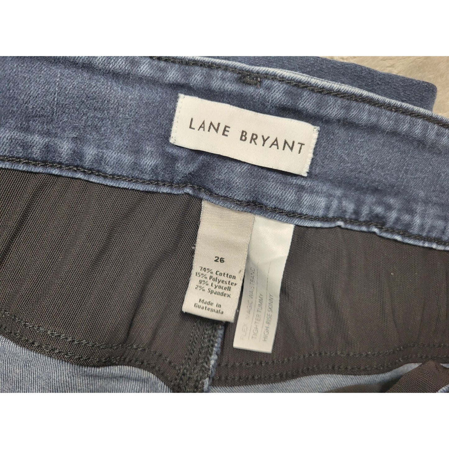 Lane Bryant Women Jeans 26 Skinny Flex Blue Denim Magic Waist Band Tighter Tummy