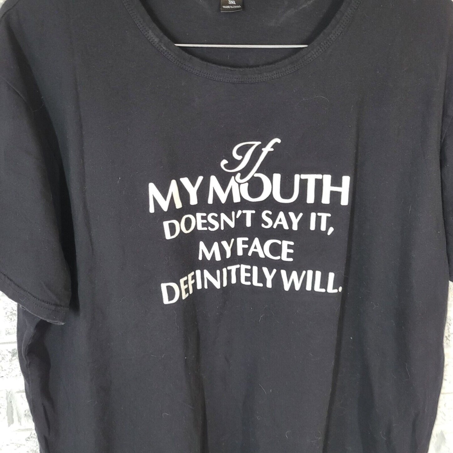 Shein Curve Women Top 3XL Plus Tee If My Mouth Doesn't Say It Black Comfy Cotton