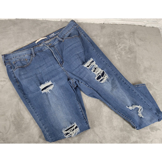 IT Womens Jeans 22 Plus Claire Curvy Skinny Ankle Distressed Medium Blue Denim