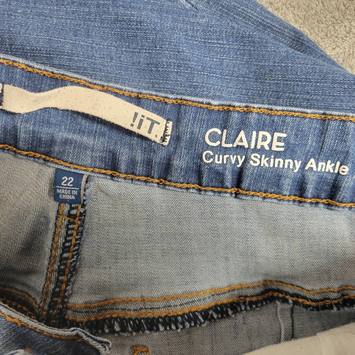 IT Womens Jeans 22 Plus Claire Curvy Skinny Ankle Distressed Medium Blue Denim