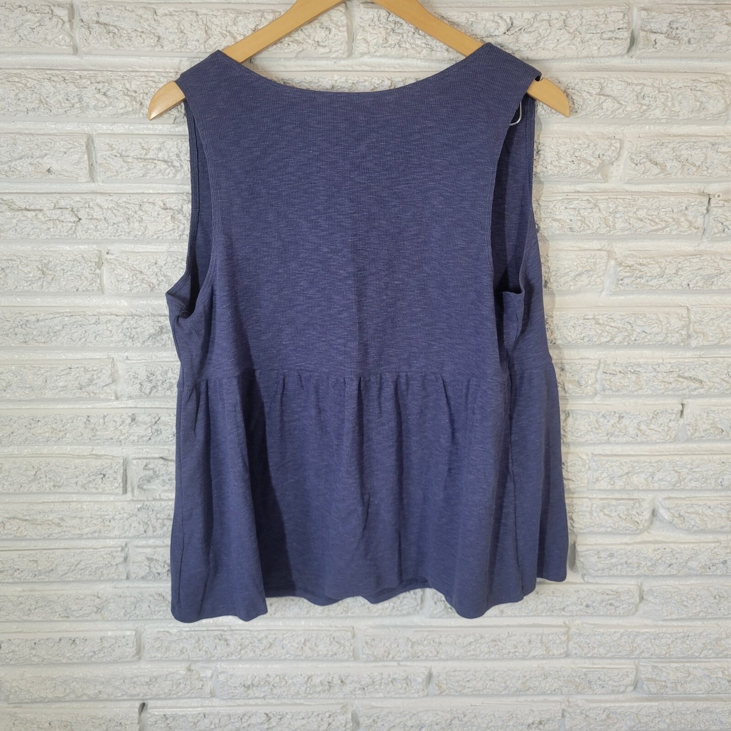 Terra Sky Women Top 0X 14W Plus Peplum Swing Tank Blue Lightweight Cotton Blend